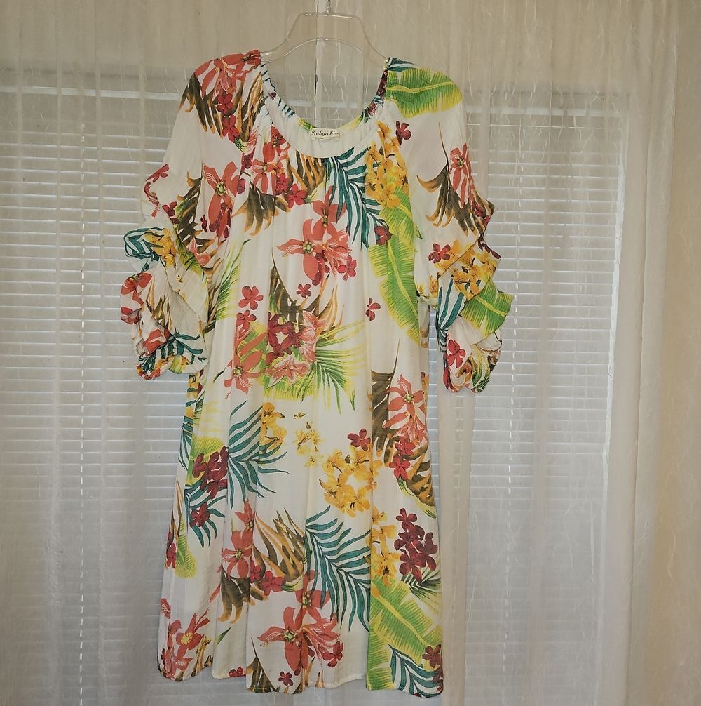 Indigo Rose Tropical Floral Midi Dress
